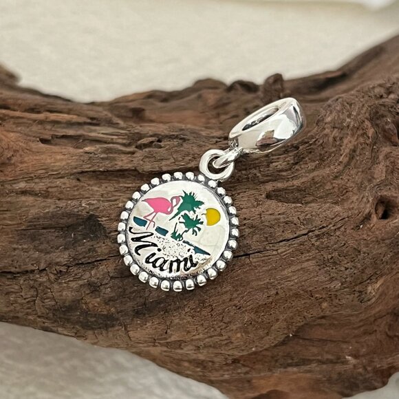 Pandora Miami Beach Holiday Christmas S925 Silver Dangle Charm - Picture 1 of 4
